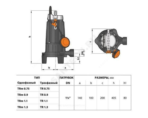 Насос фекальный TRITUS TRm 1,3 Pedrollo 48SHT05A1