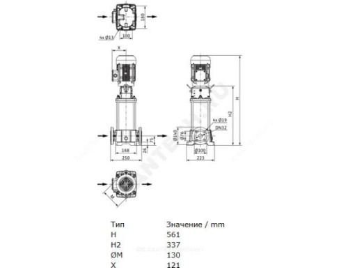 Насос многоступенчатый вертикальный HELIX FIRST V 601-5/25/E/S/400-50 PN16 3х400В/50 Гц Wilo 4201124