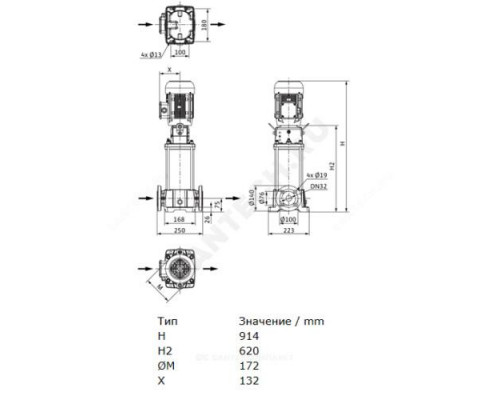 Насос многоступенчатый вертикальный HELIX FIRST V 609-5/25/E/S/400-50 PN16 3х400В/50 Гц Wilo 4201148