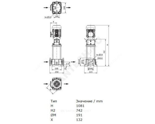 Насос многоступенчатый вертикальный HELIX FIRST V 612-5/25/E/S/400-50 PN16 3х400В/50 Гц Wilo 4201157