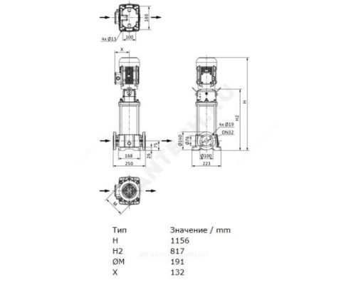 Насос многоступенчатый вертикальный HELIX FIRST V 614-5/25/E/S/400-50 PN16 3х400В/50 Гц Wilo 4201162