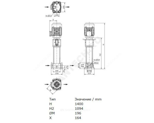 Насос многоступенчатый вертикальный HELIX FIRST V 620-5/25/E/KS/400-50 PN25 3х400В/50 Гц Wilo 4201169