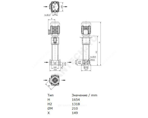 Насос многоступенчатый вертикальный HELIX FIRST V 625-5/30/E/KS/400-50 PN30 3х400В/50 Гц Wilo 4201174