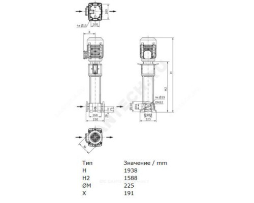 Насос многоступенчатый вертикальный HELIX FIRST V 630-5/30/E/KS/400-50 PN30 3х400В/50 Гц Wilo 4201176