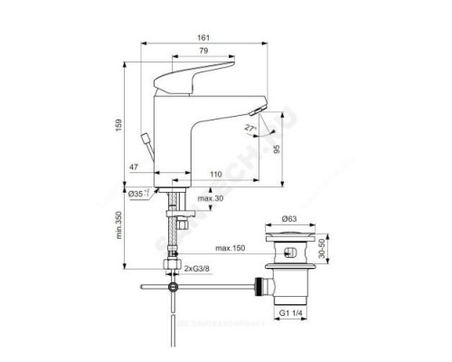 Смеситель для умывальника одноручный CERAFLEX Grande Ideal Standard B1712AA .