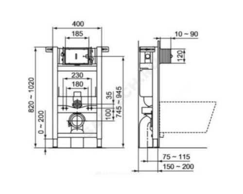 Инсталляция для подвесного унитаза PROSYS 150 M Ideal Standard R009067