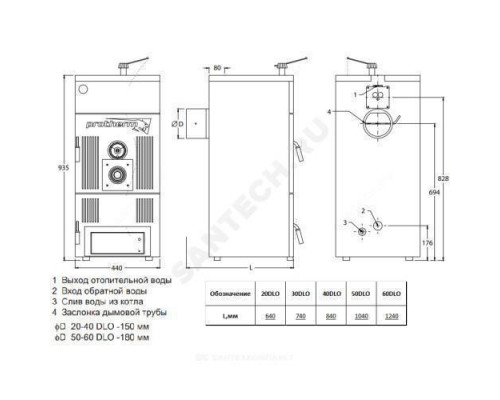 Котел твердотопливный напольный Бобер 20 DLO 19 кВт 2-х ходовой Protherm 10018860