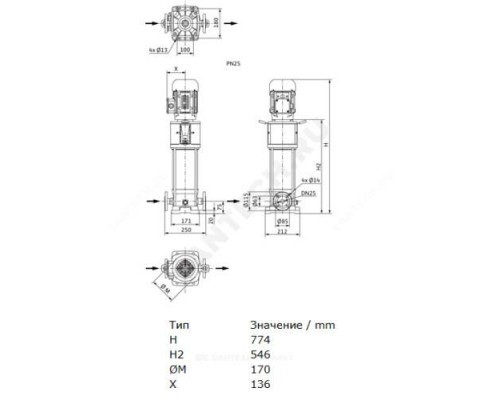 Насос многоступенчатый вертикальный HELIX V 408-1/25/E/KS/400-50 PN25 3х400В/50 Гц Wilo 4160525