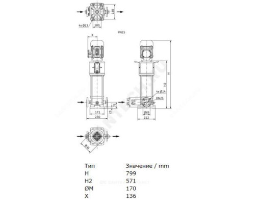 Насос многоступенчатый вертикальный HELIX V 409-1/25/E/KS/400-50 PN25 3х400В/50 Гц Wilo 4160527