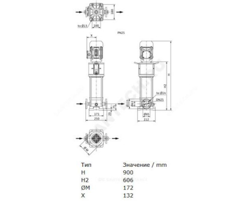 Насос многоступенчатый вертикальный HELIX V 410-1/25/E/KS/400-50 PN25 3х400В/50 Гц Wilo 4160529