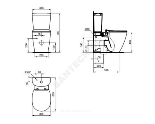 Унитаз без бачка горизонт/выпуск без сиденья CONNECT AquaBlade Ideal Standard E039701