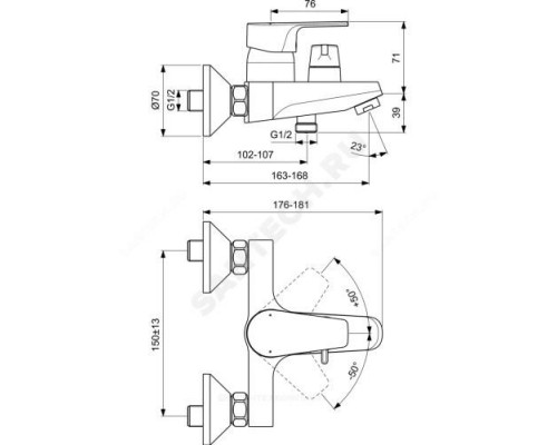 Смеситель для ванны с душем одноручный CERAFINE D Ideal Standard BC494AA