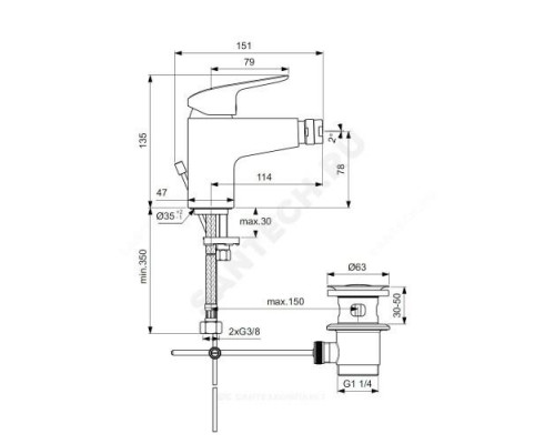 Смеситель для биде одноручный CERAFLEX Ideal Standard B1718AA .