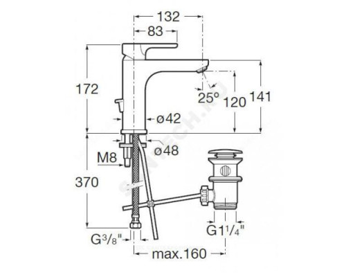 Смеситель для умывальника одноручный L20 Mezzo Roca 5A3F09C00