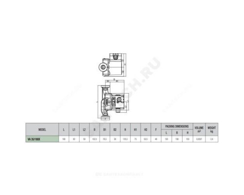 Насос циркуляционный с мокрым ротором VA 35/180 X PN10 1х230В/50Гц DAB 60182180H