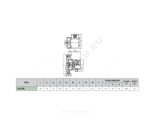 Насос циркуляционный с мокрым ротором VA 55/180 PN10 1х230В/50Гц DAB 60182171H