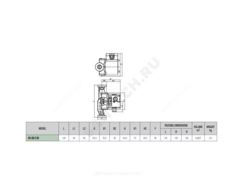 Насос циркуляционный с мокрым ротором VA 65/130 PN10 1х230В/50Гц DAB 60182169H