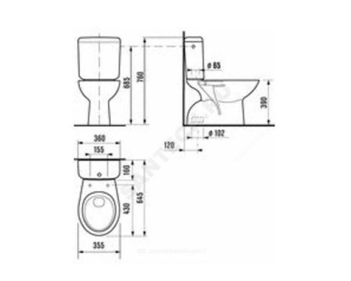 Унитаз-компакт нижний подвод верт/выпуск 2/реж без сиденья белый Zeta Jika 8.2539.7.000.242.1