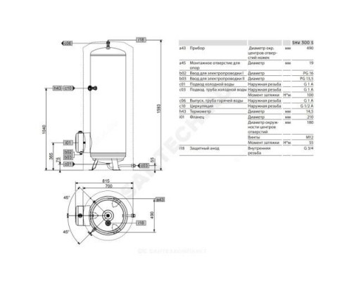 Водонагреватель электрический накопительный 300 л 2/4,4/4 кВт SHW 300 S Stiebel Eltron 182121