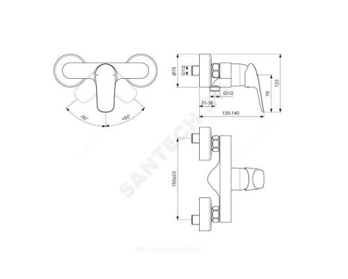 Смеситель для душа одноручный CERAFLEX Ideal Standard B1720AA .