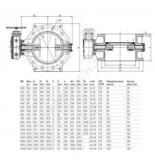 Затвор дисковый поворотный чугун Ду 1200 Ру10 фл с редуктором диск чугун манжета EPDM с двойным эксцентриситетом Benarmo