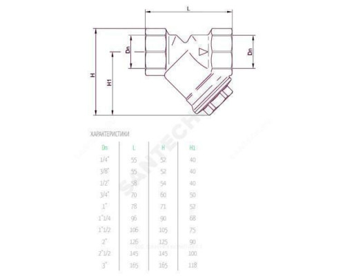 Фильтр сетчатый Y-образный латунь Ду 8 Ру20 Тмакс=110 oC Rp1/4