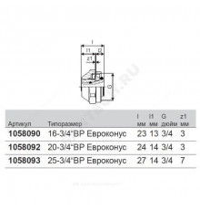 Евроконус для МП труб латунь обжим Дн 25х3/4