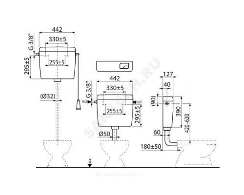 Бачок для унитаза ALCA UNI DUAL Alca Plast A93-3/8