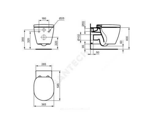 Унитаз подвесной горизонт/выпуск без сиденья CONNECT AquaBlade Ideal Standard E047901