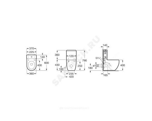 Бачок для унитаза нижний подвод 2/реж Meridian-N compact Roca 341242000