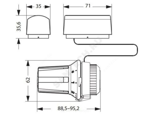 Элемент термостатический RTR 7092 газ/нап клипс RTR (RA) 5-26oC с выносным темп/датчиком L=2м Danfoss 013G7092