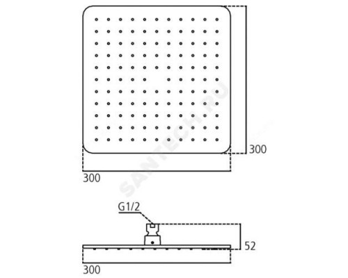 Душ верхний 300х300мм IDEALRAIN CUBE L1 Ideal Standard B0025AA