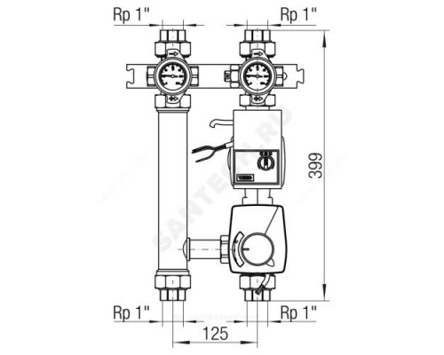 Группа насосная PMG-25 Ду 25 правая со смешением с насосом Rehau 12096761001