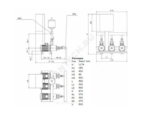 Установка повышения давления COR-3 MHI 405/SKw-EB-R Wilo 2897325