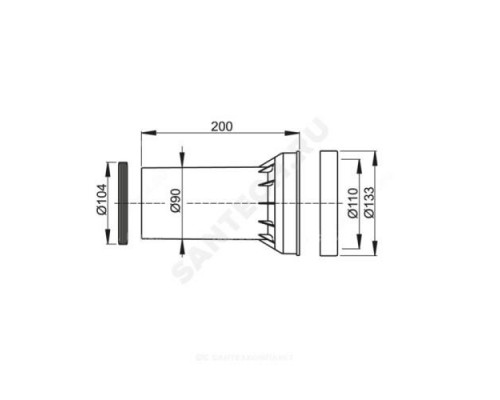 Патрубок для подвесного унитаза Дн90 L=200мм Alca Plast M902