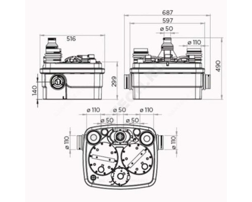 Установка канализационная SANICUBIC 2 CLASSIC IP68 NM SFA