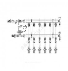 Узел коллекторный этажный латунь Ду 32 для учёта расхода ТЭ GE553-B3(D2) 3/4