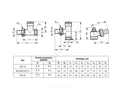 Клапан запорный для радиатора RLV-CX Ду 15 Ру10 ВР прямой Danfoss 003L0274