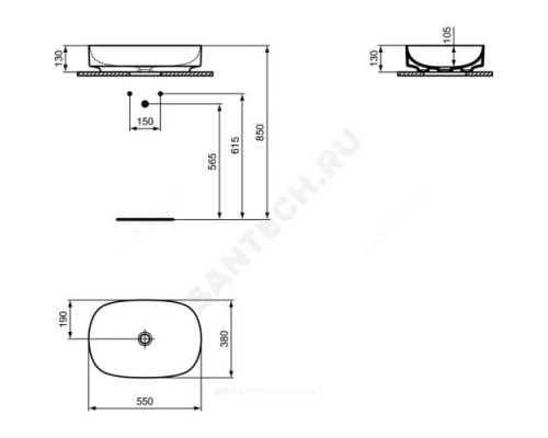 Умывальник 55 без отверстия под смеситель Ideal Standard T440201