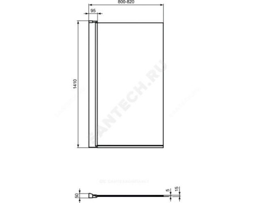 Стенка душевая для ванн CONNECT 80х140см Ideal Standard T9923V3 .