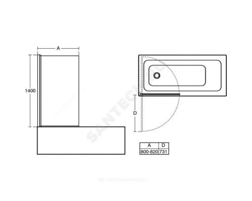 Стенка душевая для ванн CONNECT 80х140см Ideal Standard T9923V3 .