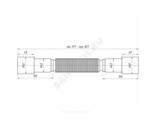 Гофра 40/50х40/50 L=397-807мм АНИ Пласт K606