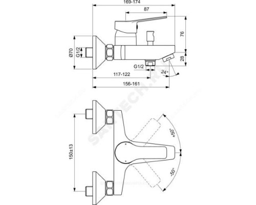 Смеситель для ванны с душем одноручный ENTELLA Ideal Standard BC236AA