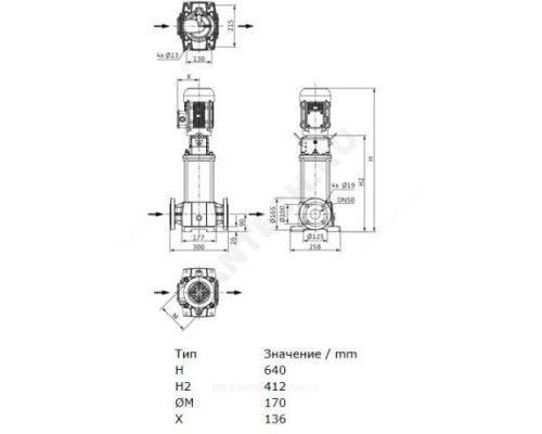 Насос многоступенчатый вертикальный HELIX FIRST V 1601-5/25/E/S/400-50 PN16 3х400В/50 Гц Wilo 4200979