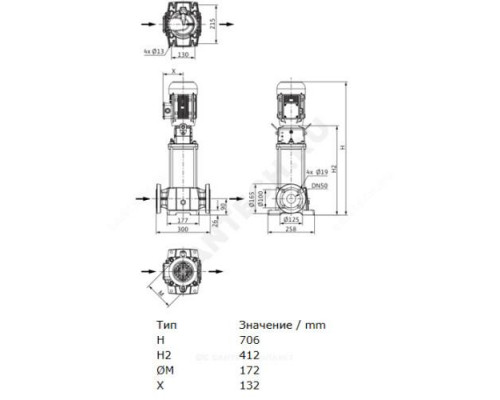 Насос многоступенчатый вертикальный HELIX FIRST V 1602-5/25/E/S/400-50 PN16 3х400В/50 Гц Wilo 4200982