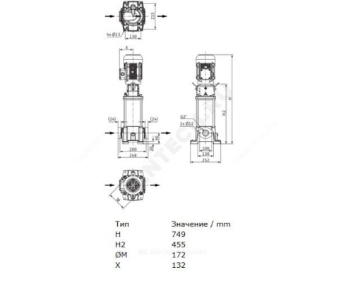 Насос многоступенчатый вертикальный HELIX FIRST V 1603-5/16/E/S/400-50 PN16 3х400В/50 Гц Wilo 4200983