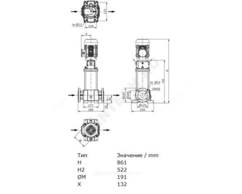 Насос многоступенчатый вертикальный HELIX FIRST V 1604-5/25/E/S/400-50 PN16 3х400В/50 Гц Wilo 4200988