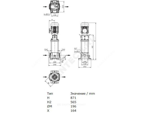 Насос многоступенчатый вертикальный HELIX FIRST V 1605-5/16/E/S/400-50 PN16 3х400В/50 Гц Wilo 4200990