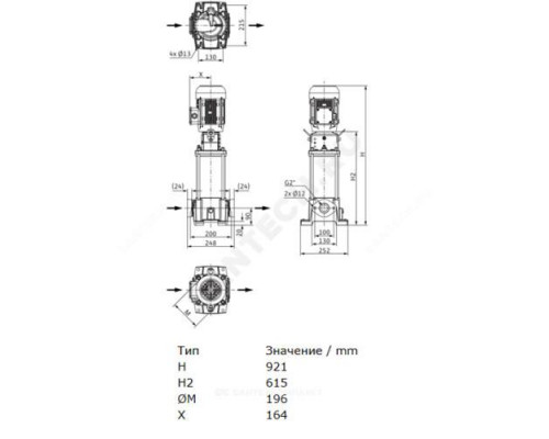 Насос многоступенчатый вертикальный HELIX FIRST V 1606-5/16/E/S/400-50 PN16 3х400В/50 Гц Wilo 4200993