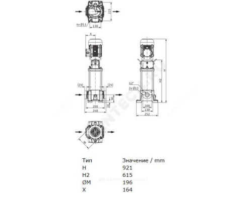 Насос многоступенчатый вертикальный HELIX FIRST V 1606-5/25/E/S/400-50 PN16 3х400В/50 Гц Wilo 4200994